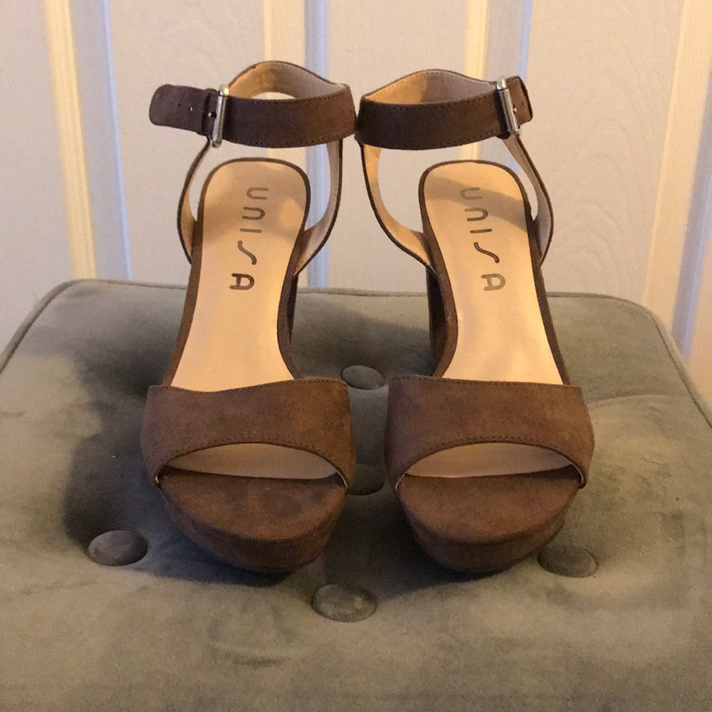 Brown Suede Block Heels